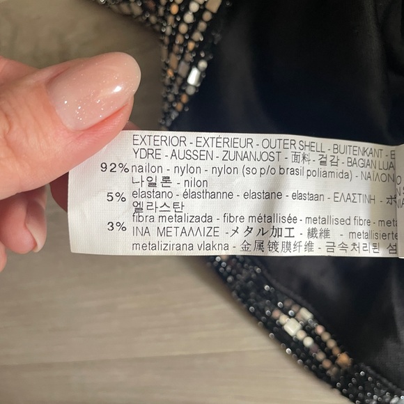 ZARA Metallic Silver & Black Sequin Halter Top Open Back Size Medium - Picture 9 of 9